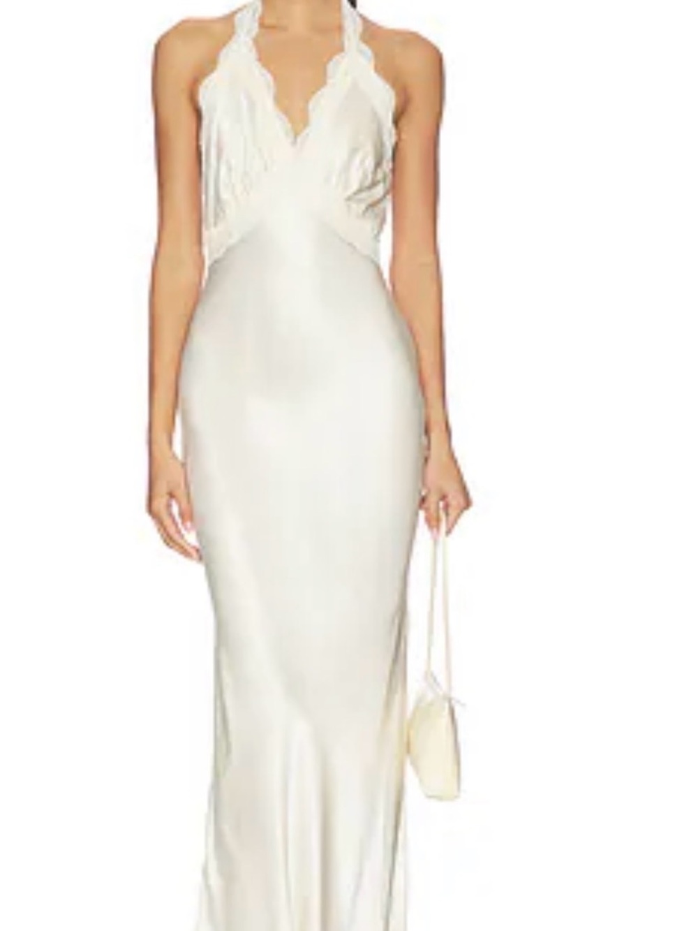 Elegant ivory Halter Satin Dress